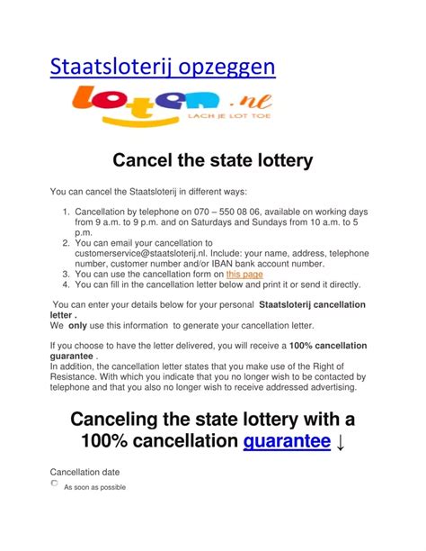 staatsloterij by buckaroo opzeggen.